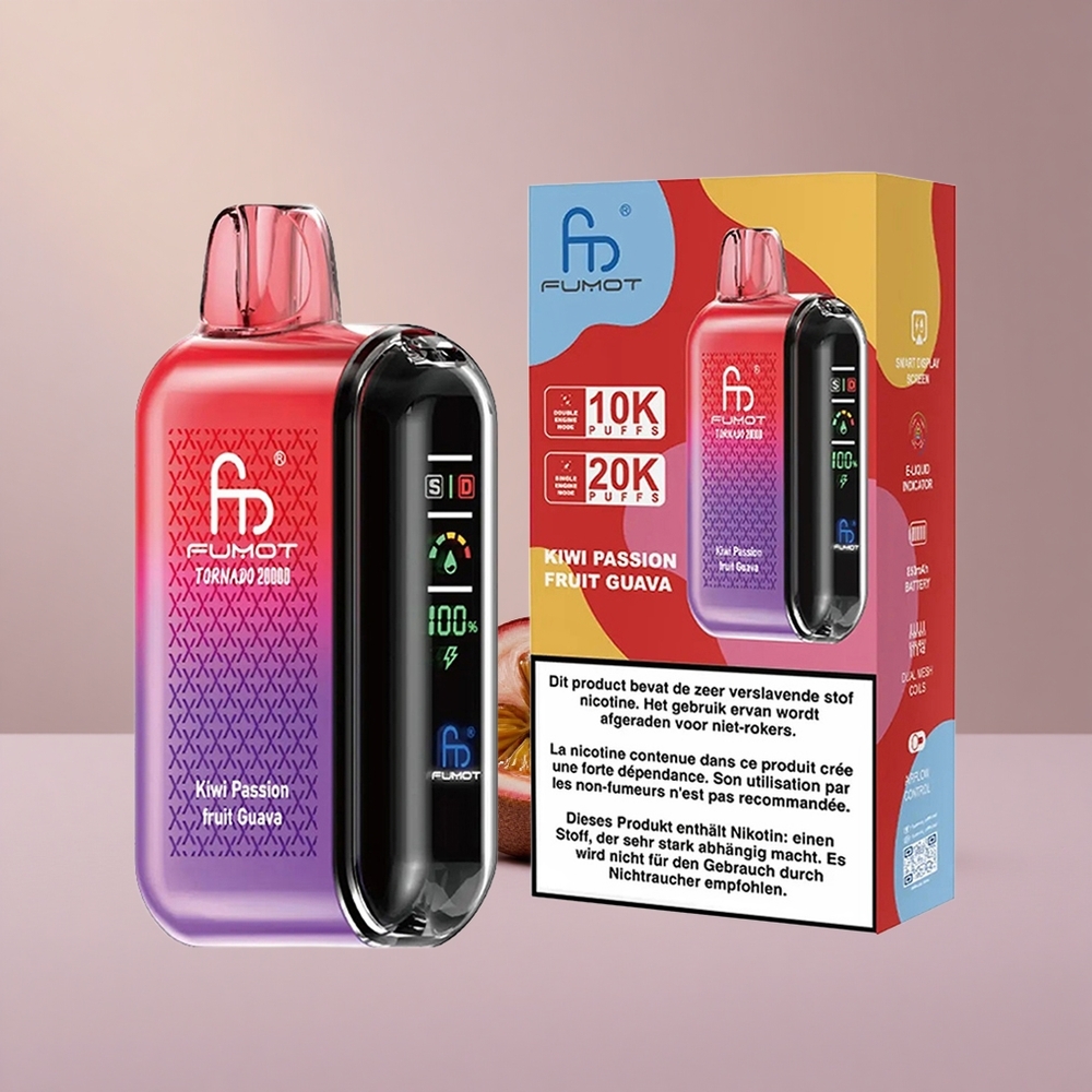 Fumot Tornado 20000 Kiwi Maracuja Guava Dual Mesh Coil Smart Displej