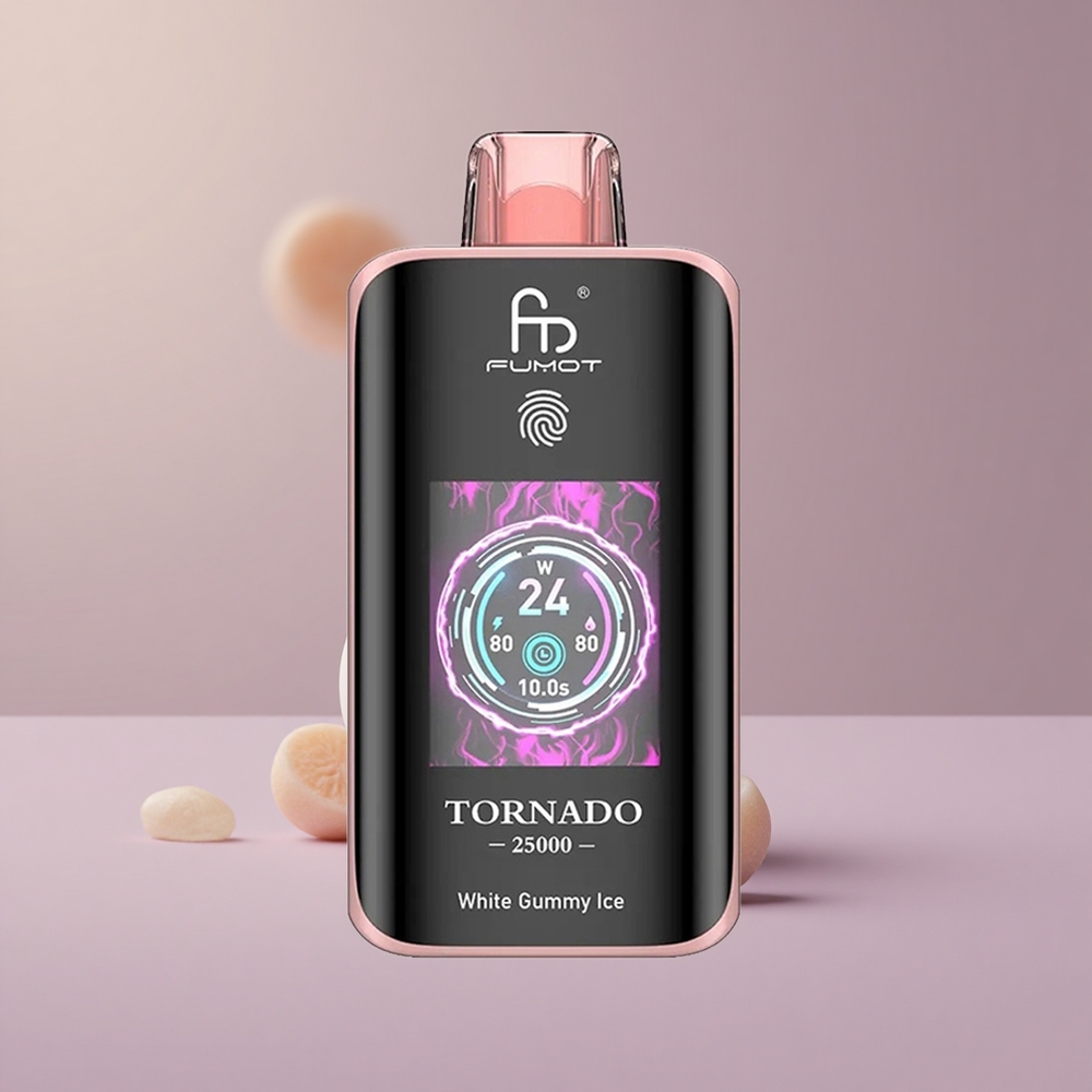 Fumot Tornado 25000 Biely Gúmový ľad s HD obrazovkou a batériou 700mAh