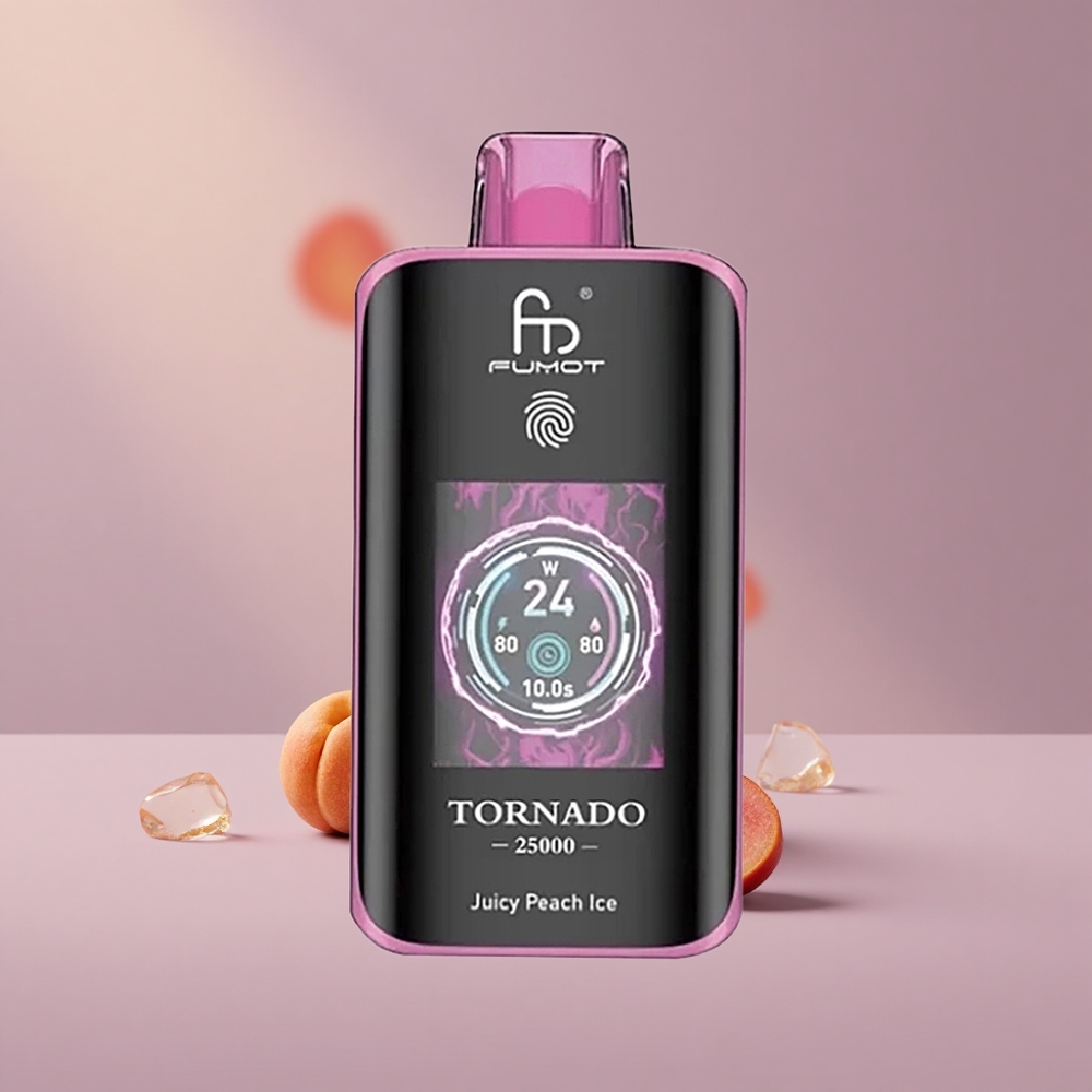 Fumot Tornado 25000 Šťavnatá Broskyňa Ľadová s Typ-C a HD Displejom