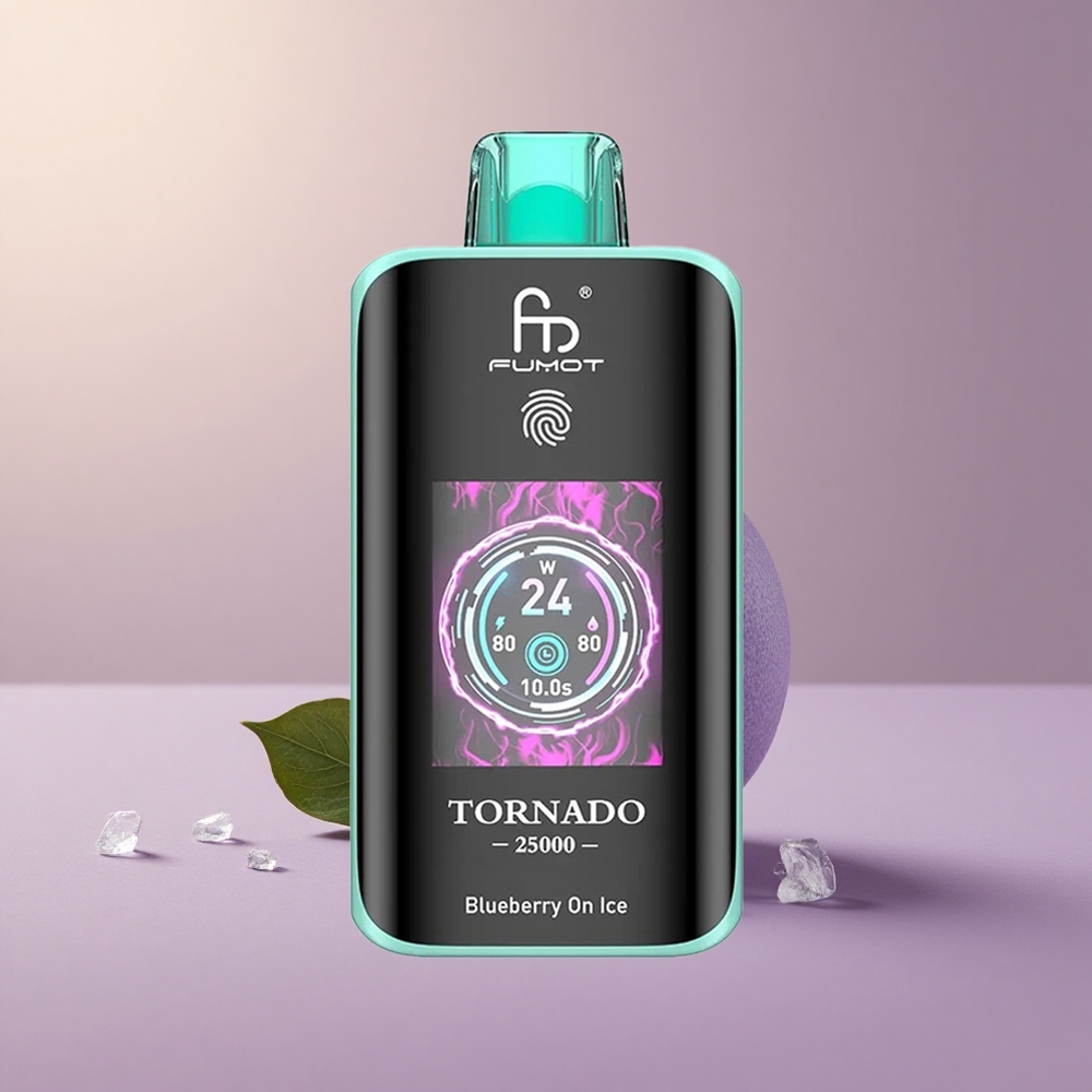 Fumot Tornado 25000 Čučoriedka na ľade s HD obrazovkou a 20ml náplňou