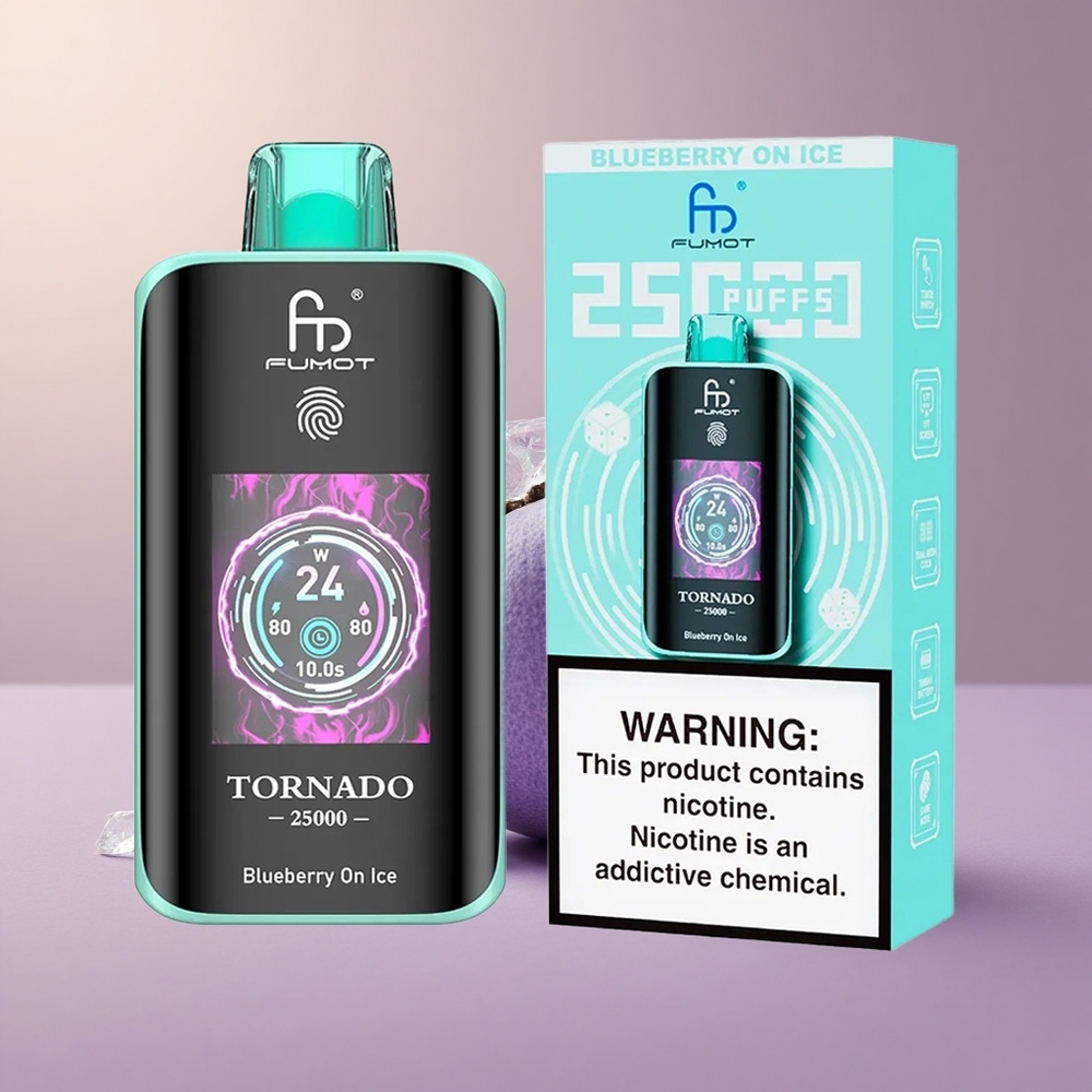 Fumot Tornado 25000 Čučoriedka na ľade s HD obrazovkou a 20ml náplňou