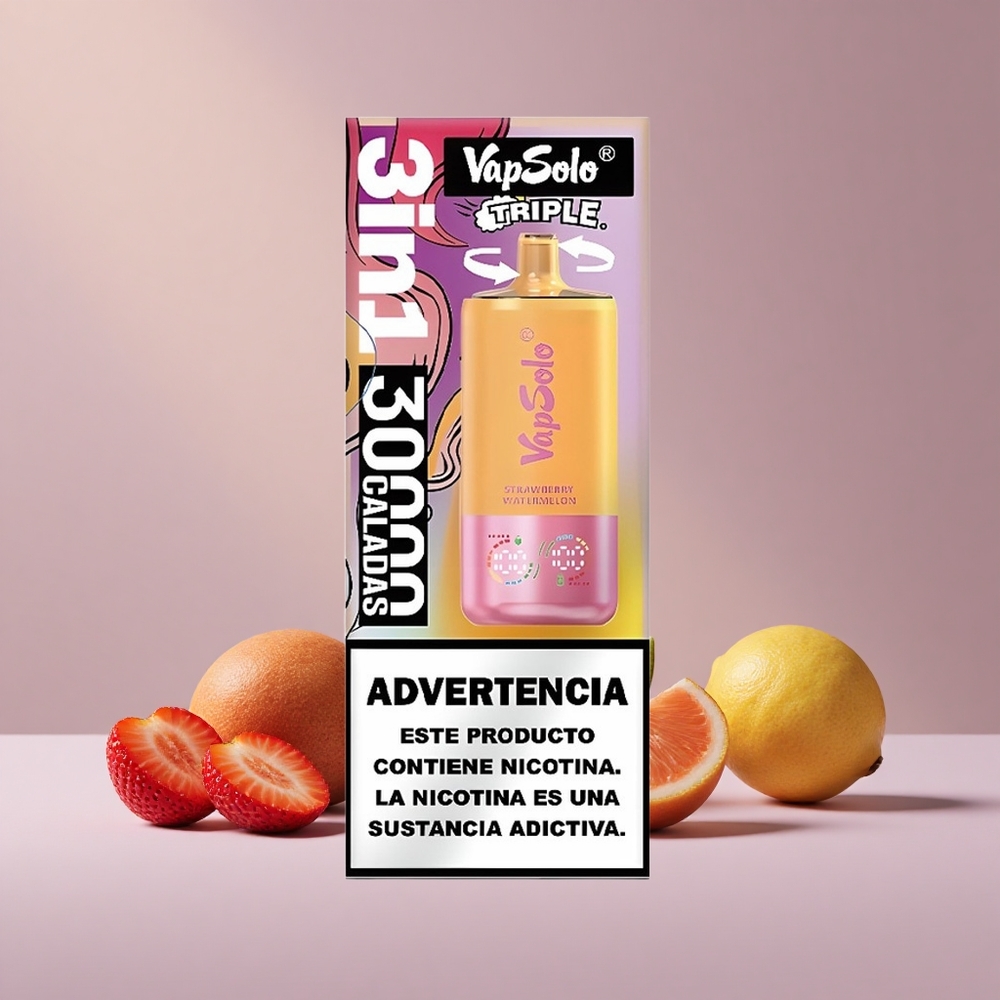 Vapsolo Triple 30000 Jahodový Melón a Citrónová Broskyňa s 40ml a Typ-C