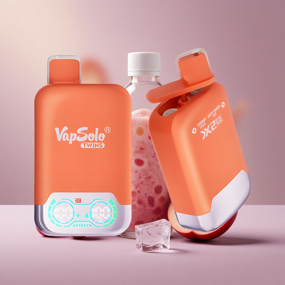 Vapsolo Twins 20000 Čerešňová Kola & Šťavnatá Broskyňa Ľadová s 40 ml E-Kvapalinou a Typ-C Nabíjaním