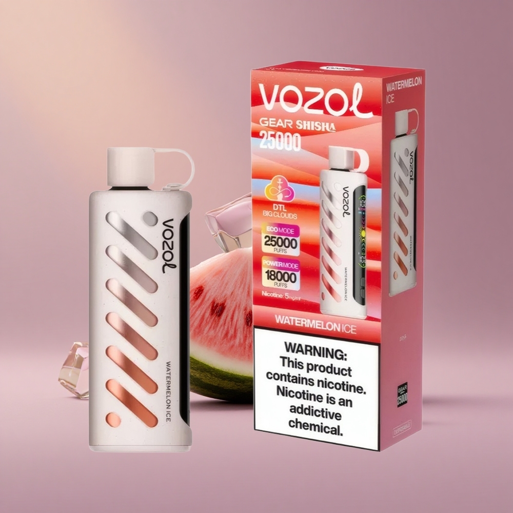 VOZOL Gear Shisha 25000 Vodový Melón Ľad s Dual Mesh a S.i.L.C Tech