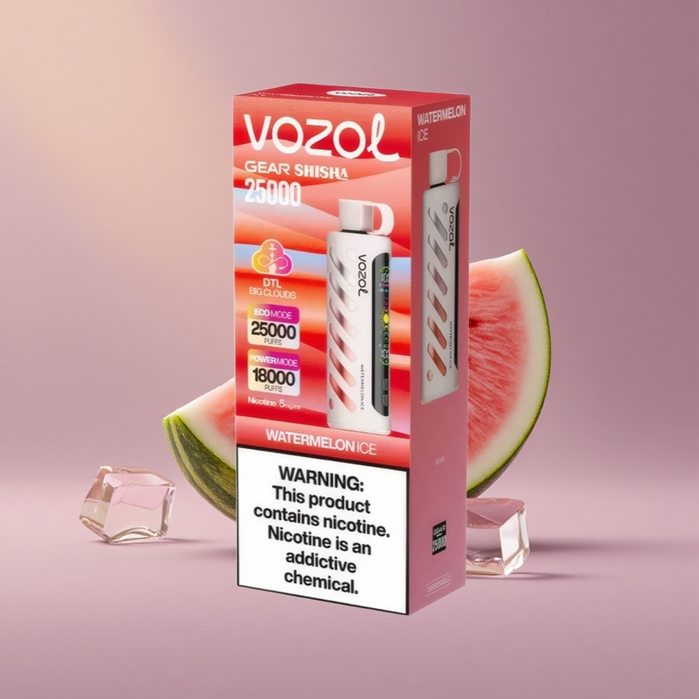 VOZOL Gear Shisha 25000 Vodový Melón Ľad s Dual Mesh a S.i.L.C Tech
