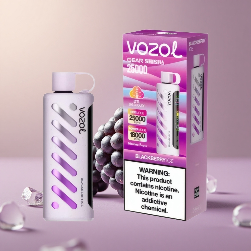 VOZOL Gear Shisha 25000 Čierna Malina Ľadová s Dual Mesh a 5mg/ml Nikotínu