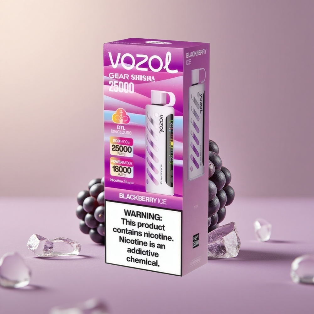 VOZOL Gear Shisha 25000 Čierna Malina Ľadová s Dual Mesh a 5mg/ml Nikotínu